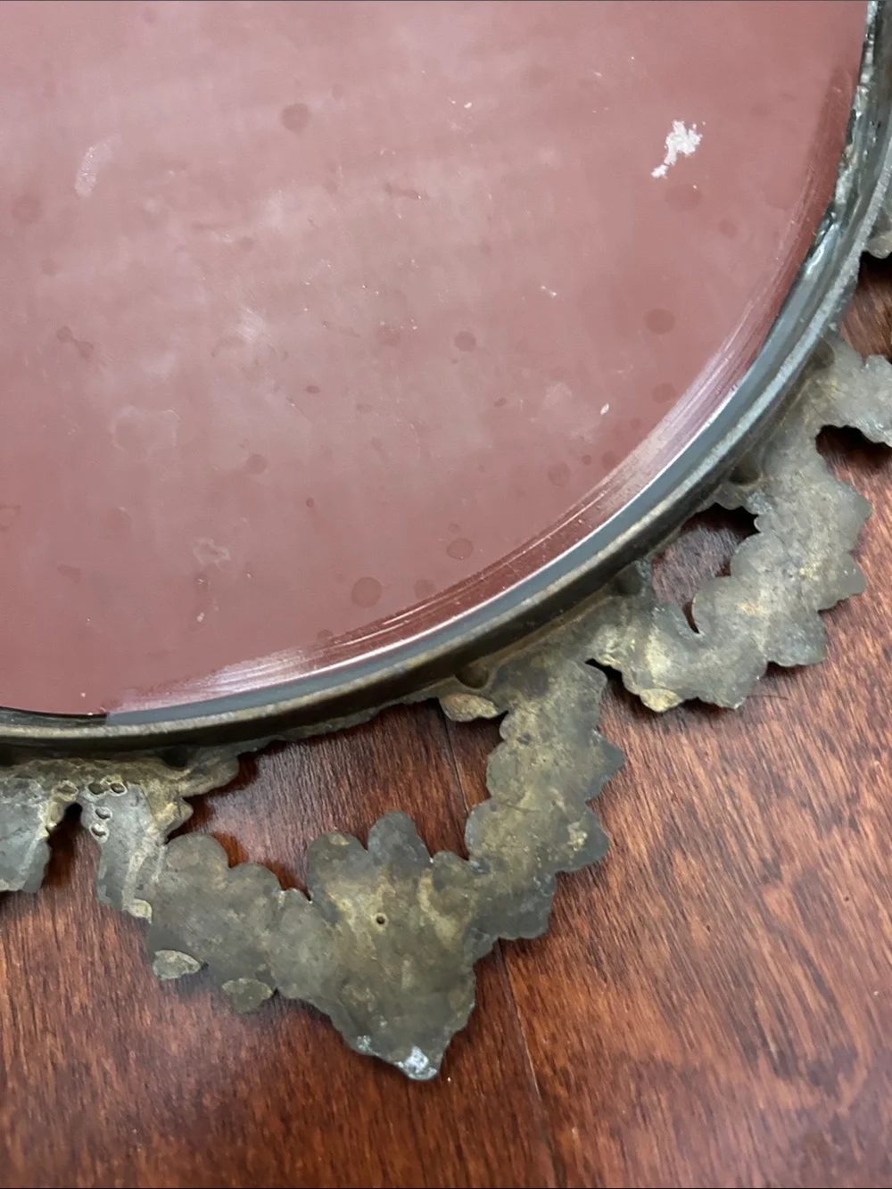 Vintage Oval Decorative Mirror in Oxidized Finish, Use as a Tray for Perfumes